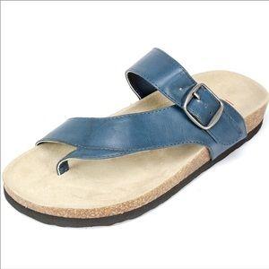 Women's Leather Molded Footbed Slip-On Sandals - Wild Time Fashion