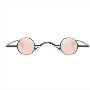 Vintage-Vibe Pink Mini Round Sunglasses with Sleek Metal Frame Shades -Mini- Wild Time Fashion 